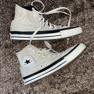 EUC CONVERSE LACE UP GREY/WHITE/BLACK HIGH TOPS CHUCK TAYLORS MEN 6.5 WOMEN 8.5